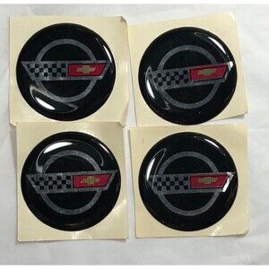 4 Corvette  WHEEL EMBLEM STICKER LOGO 1 9/16” Vintage